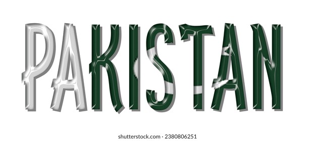 fuente de texto de la bandera PAKISTÁN, fondo coloreado 3D PAKISTÁN, ilustración vectorial de la bandera PAKISTÁN