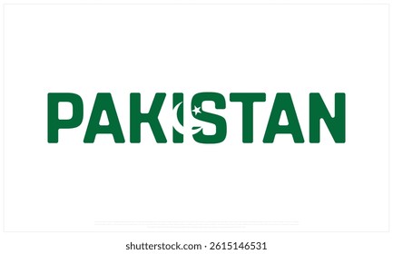 PAKISTAN flag Typography with flag on a white background, Vector design of PAKISTAN flag typography, Flag of PAKISTAN, National Day Design, PAKISTAN Day design