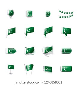 Pakistan flag, vector illustration on a white background
