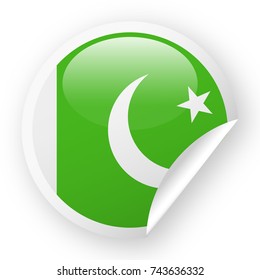 Pakistan Flag Vector Round Corner Paper Icon - Illustration