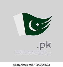 Pakistan flag. Vector stylized design national poster on a white background. Pakistani flag painted with abstract brush strokes with pk domain, place for text. State patriotic banner of pakistan