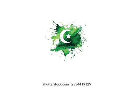 bandera de pakistán en salpicadura de acuarela con diseño de vector de mensajes de apoyo en fondo blanco