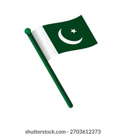 Bandera de Pakistán ondeando - Ilustración vectorial aislada
