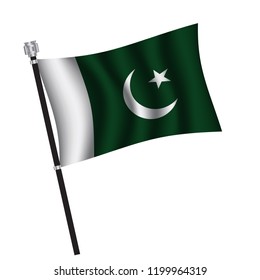 Pakistan flag , flag of Pakistan waving on flag pole, vector illustration EPS 10.