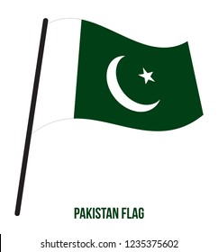 Pakistan Flag Waving Vector Illustration on White Background. Pakistan National Flag.