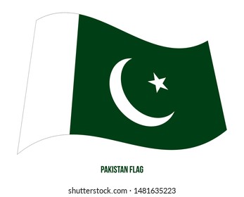 Pakistan Flag Waving Vector Illustration on White Background. Pakistan National Flag.