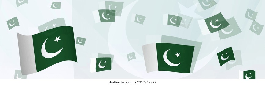 Pakistan flag-themed abstract design on a banner. Abstract background design with National flags. Vector illustration.