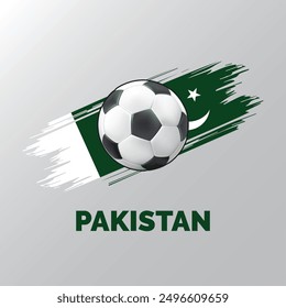 Pakistan Football Background with Pakistan Flag and World Map behind them. isolated on white background