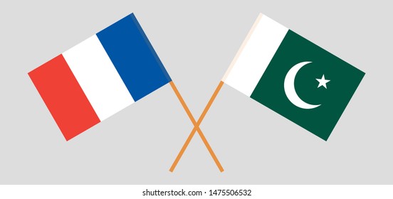 Pakistan and France. Crossed Pakistani and  French flags