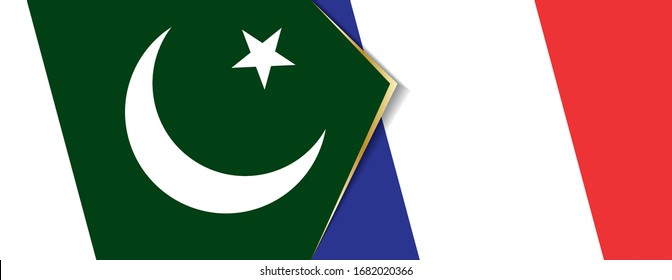 Pakistan and France flags, two vector flags symbol of relationship or confrontation.