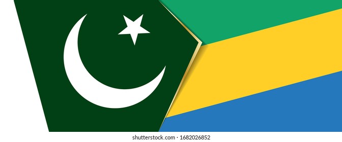 Pakistan and Gabon flags, two vector flags symbol of relationship or confrontation.