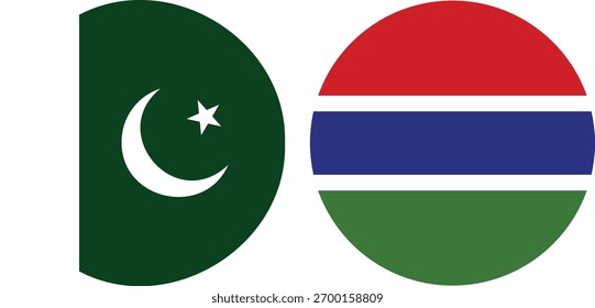 Vector e ilustración de la bandera circular de Pakistán y Gambia con fondo transparente 