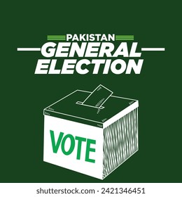 "Pakistan General Election" design. Elections Campaign design with a ballot box. Elections concept vector illustration on a green background. Ideal for use in campaign posters and banners. EPS Format.