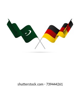 Pakistan and Germany flags. Crossed flags. Vector illustration.