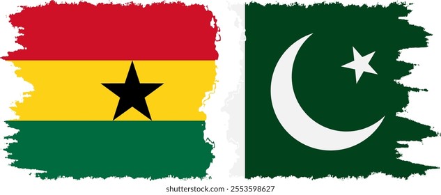 Pakistan and Ghana grunge flags connection, vector