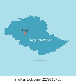 Pakistan Gilgit map with blue color with city name, Unique art color