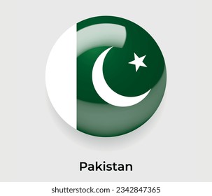 Pakistán lustroso bandera nacional burbuja forma redonda icono ilustración vectorial