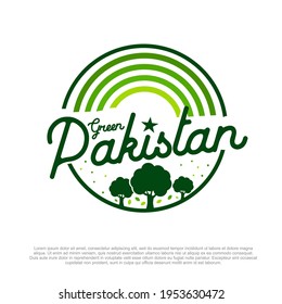 Pakistan Green, Clean and Green Pakistan, eco friendly Pakistan, natural tree and leaf background, green vector background. plants shop logo design template. 14th August Pakistan independence day. 