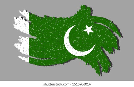 Pakistan grunge flag, Pakistan flag with shadow on isolated background, vector illustration