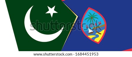 Pakistan and Guam flags, two vector flags symbol of relationship or confrontation.