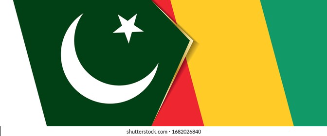 Pakistan and Guinea flags, two vector flags symbol of relationship or confrontation.