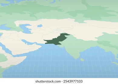 Paquistão destacado em um mapa detalhado, localização geográfica do Paquistão. Mapa vetorial.