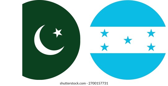 Vector de bandera circular de Pakistán y Honduras e ilustración con fondo transparente 