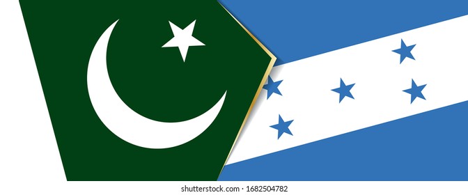Pakistan und Honduras Flaggen, zwei Vektorillustrationen Flaggen Symbol für Beziehung oder Konfrontation.