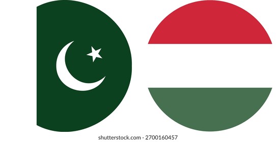 Vector e ilustración de la bandera circular de Pakistán y Hungría con fondo transparente 
