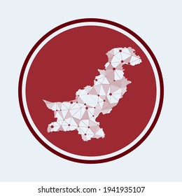 Pakistan icon. Trendy tech logo of the country. Geometric mesh round design. Technology, internet, network, telecommunication concept. Vector illustration.