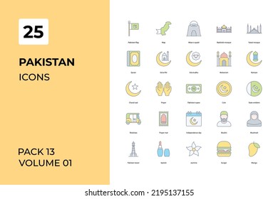  Pakistan icons collection. Set contains such Icons as asia, atlas, border, more 