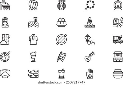 Pakistan icons collection is a vector illustration with editable stroke.