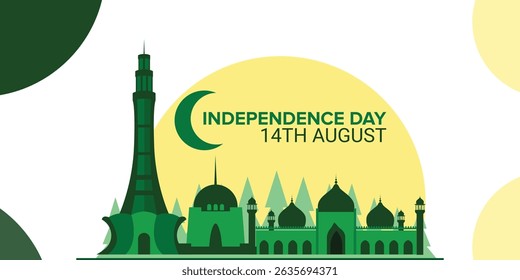 Pakistan independance day 14 agust in landscape, social media poster and flyer design template,