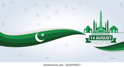 Pakistan independance day in landscape, social media poster and flyer design template,