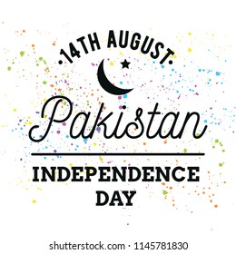 Pakistan Independence day. 14th august. Vector typography.
