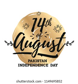 Pakistan Independence day. 14th august. Vector typography.