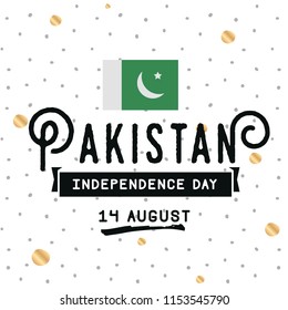 Pakistan Independence day. 14th august. Vector typography.
