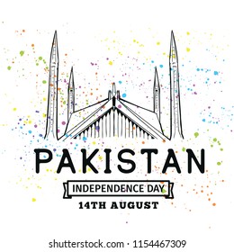 Pakistan Independence day. 14th august. Vector typography.