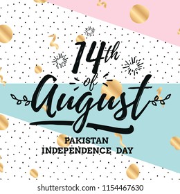 Pakistan Independence day. 14th august. Vector typography.
