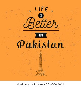 Pakistan Independence day. 14th august. Vector typography.
