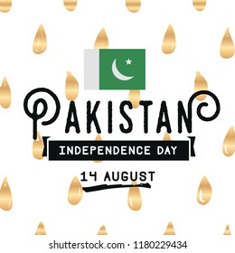 Pakistan Independence day. 14th august. Vector typography.
