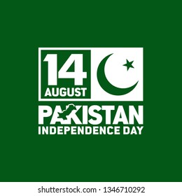 Pakistan Independence Day. 14th August . Crescent Star. Template Image. Map. Vector Illustration. Eps 08.