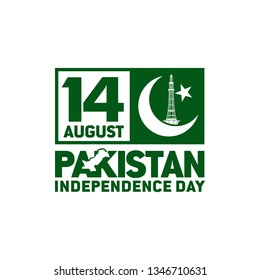 Pakistan Independence Day. 14th August . Crescent Star. Template Image. Map. Vector Illustration. Eps 08.