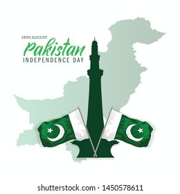 Pakistan Independence Day, 14th of August, with creative design illustration.