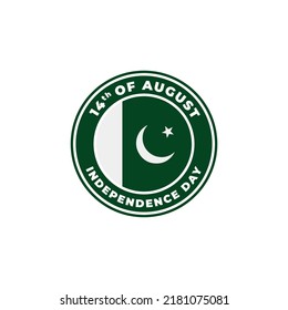 Pakistan Independence Day 14th of August. Circle Logo Badge for Label, Sign, Symbol, Stamp, Emblem, and Icon Vector Illustration	