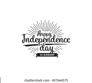 Pakistan Independence day, 14th august. Vector typographic background, emblem, logo or badge. Usable for greeting cards, print, t-shirts, posters and banners.