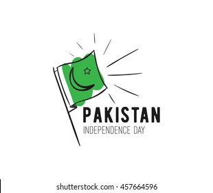 Pakistan Independence day, 14th august. Vector typographic background, emblem, logo or badge. Usable for greeting cards, print, t-shirts, posters and banners.