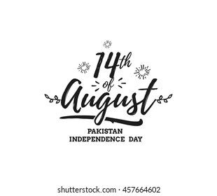 Pakistan Independence day, 14th august. Vector typographic background, emblem, logo or badge. Usable for greeting cards, print, t-shirts, posters and banners.