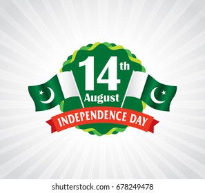 Pakistan Independence day, 14th August. Vector typographic emblems with Gray Background, logo or badge