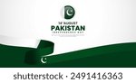 Pakistan Independence Day Background Design with waving flag. Greeting Card, Banner, Poster.